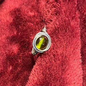 Elegant Silver and Green Wire Wrapped Ring